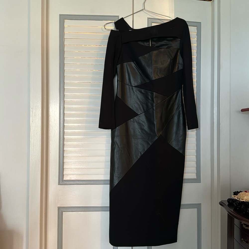 NWOT Karen Mullen Black Mixed Media Lined Dress